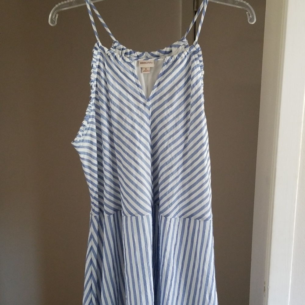 Blue and white strip summer dress